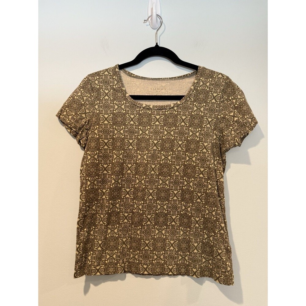 Talbots Top Womens Small Stretch 100% Cotton Vacation Travel Resort Indie Boho